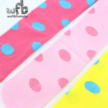 Mažmeninės 3-8years saldainiai spalvotas taškas vidurio blauzdos ilgio Kelio Aukštumas vaikų kojinės, kojų šildytuvus vaikams kūdikiams princesė