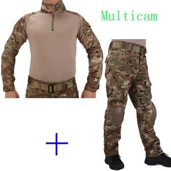 Medžioklės Kamufliažas BDU Multicam Combat uniform marškinėliai susitiko Broek lt Alkūnė&KneePads militaire cosplay vienodas ghilliekostuum jacht