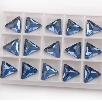 Safyras 3270 Trikampis 22mm 16mm Siūti Karoliukus Kristalų Mygtuką Stiklo Siuvimo Cirkonio butas Atgal Kristalai, Akmenys Drabužių