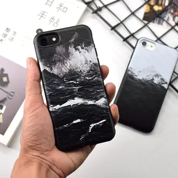 Telefono dėklas Skirtas iphone 6 6S 7 Plius 3D Liūto Galvos, Žuvies, Jūros Bangų Asortimentą, Himalaya Modelis Atvejais iphone6s Minkštos TPU Black Case Cover