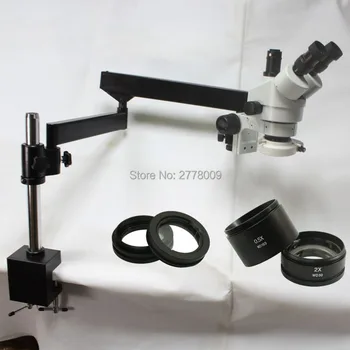 3.5 X-90X Trinokulinis Pramonės Kontrolės Zoom Stereo Mikroskopas, Ilgos Rankos Bumas, Apkabos, Didelis Stereo Stalo Stovas Su LED Žibintai