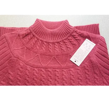 Vidutinio amžiaus moterų drabužių Žiemos ilgomis rankovėmis megztinis Golfo ruožas puloveris Ponios megztiniai Šiltas trikotažas Atsitiktinis viršūnės