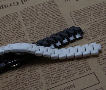 Firminio Stiliaus Watchband Width19mm rankena 10mm 22mm antgaliai 11mm Juoda Balta Keramikos mens reikmenys, Sidabro drugelis diegimo sagtis