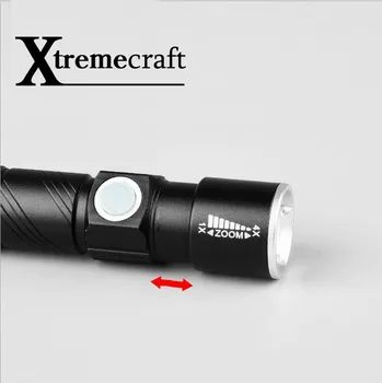 Xtremecraft 3000LM MINI USB Įkrovimo Žibintuvėlį, Fakelą Nešiojamų Naujausias Nešiojamų Lauko Šviesus Unikalus Reguliuojamas LED Zoom