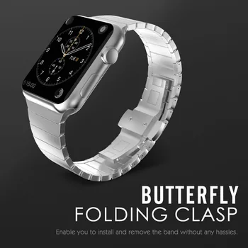 SKIAUTERĖTŲJŲ prabangus nerūdijančio plieno dirželis Apple watch band 42mm 38mm iwatch 3/2/1 Nuorodą, apyrankė ant riešo juostos su metalo spardytis diržas