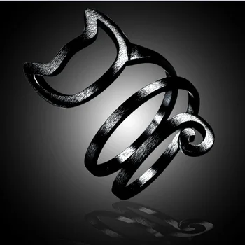 Asmenybės Cute kačių žiedas 925 sterling silve žiedai moterims Sidabro Padengtą papuošalai anel aneis bague bijoux anelli anillos Aukso