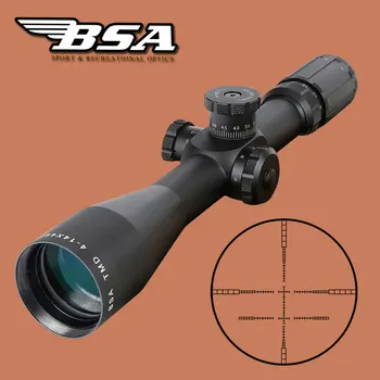 BSA sažs disfunkcijos 4-14X44 FFP Medžioklės Riflescope Pirmas Židinio Plokštumos Stiklo Mil Dot Tinklelis Taktinė Optika Akyse Windage Aukštis Užraktas