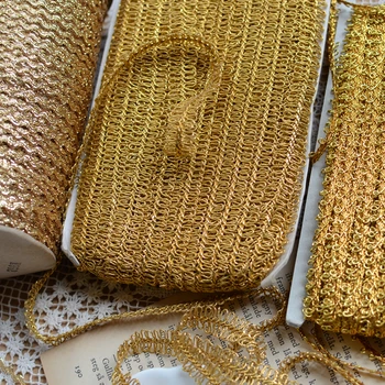 Nėriniai nėrimo reikmenys/suknelė aksesuarai, Aukso aukso nėrinių juostelės D1302