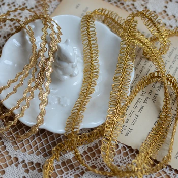 Nėriniai nėrimo reikmenys/suknelė aksesuarai, Aukso aukso nėrinių juostelės D1302