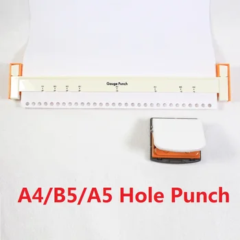 A4 (30 skylių) keypunch B5 (26 skylių) A5 (20 skylių) Popieriaus Punch Hole Punch Rankų darbo palaidų lapų popieriaus troqueladora de papel