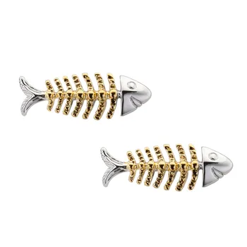 Juokingi žuvis iš aukštos kokybės aukso ir Sidabro rankogalių segtukai žalvario marškinių rankogalių rankogalių segtukai vyriški papuošalai-didmeninė ir mažmeninė