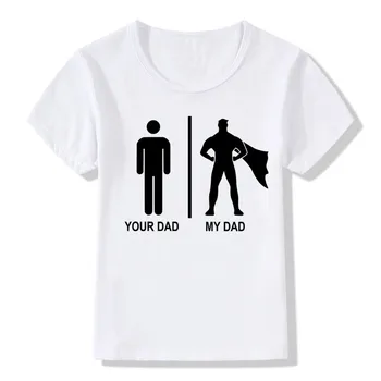 2018 m. Vaikams Super Tėtis tėvo Diena Mados Marškinėliai Vaikams Balti trumpomis Rankovėmis T-shirt Baby Drabužius Viršūnes Trišakiai, HKP741