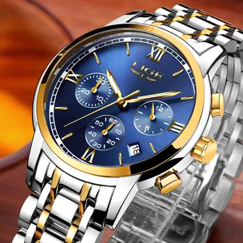 LIGE Laikrodžiai Vyrams Prabangos Prekės ženklo Mados Verslo Kvarco Vyras žiūrėti Šešių kontaktų Sporto Vandeniui Laikrodis žiūrėti vyrų Full Steel Laikrodžius