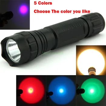 501B Geltona/Žalia/Raudona/Mėlyna/UV LED Šviesos 300 Liumenų XPE Lanterna Nešiojamą Žibintuvėlį, Fakelą, Lauko Medžioklės Taktinis Žibintuvėlis