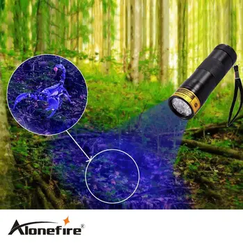 Alonefrie Aliuminio Nematomas Lempos Rašalo Žymeklis 12LED UV Ultra Violet Mini PortableFlashlight Žibintuvėlis Šviesos Lempa 3xAAA