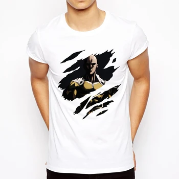 Vienas smūgis žmogaus T-shirt 2018 Cool dizaino Anime Vyrų marškinėliai Saitama sensei marškinėliai GERAI Spausdinami Atsitiktinis Tee