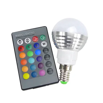 LED RGB Lemputės, Lempos, E27 E14 AC85-265V 3W LED RGB Vietoje Blubs Šviesos Magija Atostogų RGB apšvietimas+IR Nuotolinis Valdymas 16 Spalvų