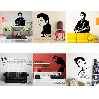 Elvis Presley groti gitara namo sienos lipdukas lipdukas Didelis Miegamasis Sienos Freskos Meno, Lipdukas Trafaretas Decal Matt Vinyl Berniukai Kambario Dekoro