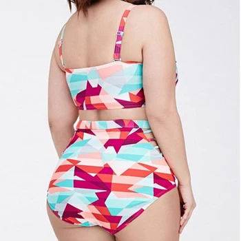 Moterų Plius dydis 4xl Plaukti Dėvėti už aukšto juosmens spausdinti bikini nustatyti maudymosi kostiumėlį, maudymosi kostiumą, seksualus Ryškių spalvų maudymosi kostiumėliai
