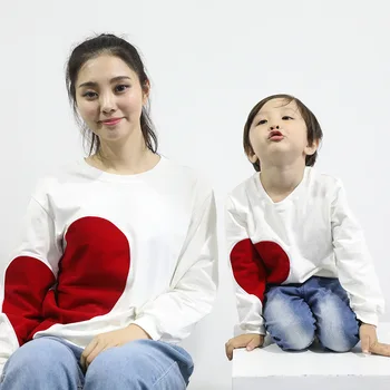 XiaGuoCai Pavasarį, Rudenį motina mergaitė, komplektai, motina, dukra atitikimo šeimos hoodies Ne Red hat meilė modelio drabužius l133 35