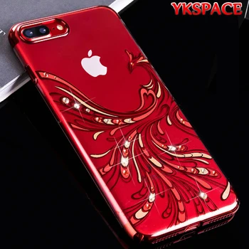 YKSPACE Phoenix Silikono Minkštos TPU kalnų krištolas Case Cover for iPhone 6 6s 7 8 Plius Jewelled Atvejais