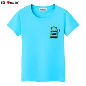 BGtomato marškinėliai 3D Kišenėje beždžionė juokinga t shirts Originalus prekių puikus 3D t-shirt moterims, Karšto pardavimo vasaros top tees
