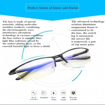 2017 naujas aliuminio ir magnio, vyrai ir moterys prieinama kompiuterio akinių Mados HD Anti-nuovargio Radiacinės apsaugos UV400 akiniai