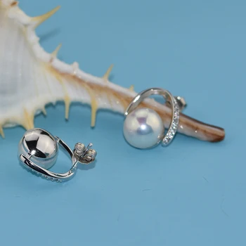 YIKALAISI 925 sterlingas Sidabro Papuošalai moterims natūralių gėlavandenių perlų papuošalai moterims, 8-9mm auskarai 2017 naujas mados