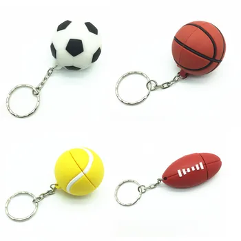 USB 3.0 animacinių filmų futbolo, krepšinio, teniso usb flash drive, sporto kamuolys pendrive saugojimo prietaisas Pen ratai 4g, 8g 16g 32g U disko