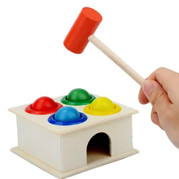 1Set Mediniai, Žaisti Žiurkėno Žaidimas Žaislas Kala Kamuolį Plaktukas Beldžiasi Lange Kūdikis Vaikai Ankstyvojo Mokymosi Švietimo Žaislas