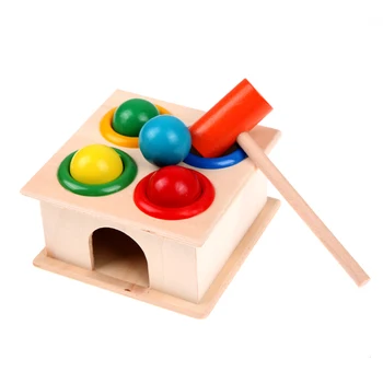 1Set Mediniai, Žaisti Žiurkėno Žaidimas Žaislas Kala Kamuolį Plaktukas Beldžiasi Lange Kūdikis Vaikai Ankstyvojo Mokymosi Švietimo Žaislas