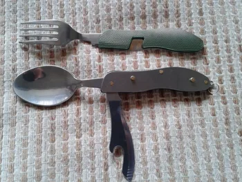 3 in1 Multi-Funkcija Lauko kempingas nešiojamų Stalo peilis, stalo įrankiai ,Nerūdijančio Plieno Lankstymo Šakutė peilis kelioniniai