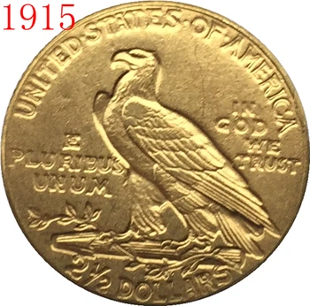 24-K auksu 1915 $2.5 AUKSO Indijos Pusę Erelis Monetos Kopija Nemokamas pristatymas