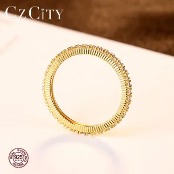 CZCITY Prekės Full Circle Kubinis Cirkonis Piršto Žiedą Romantiška 925 Sidabro Vestuvių Vestuvės Vestuvinis Žiedas Moterims, Šaliai, Papuošalai
