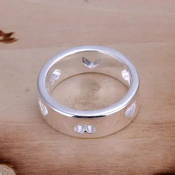 Didmeninė 925 papuošalai sidabro padengtą žiedas, 925 papuošalai sidabro padengtą bižuterijos, Tuščiaviduriai Širdies Žiedas SMTR110