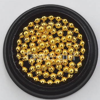 2 Langelis Plieno Granulės Nagų Smeigės Auksas, Sidabras Rose-Gold balck Metal 3.0 mm Dydžio 3D Nagai Meno Apvalus Papuošimai 