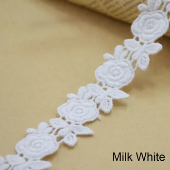 2,5 cm baltos medvilnės embroided nėrinių juostelės guipure apdailos medžiagos 
