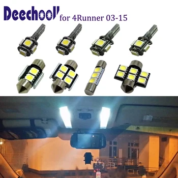 Deechooll 14pcs Automobilio LED Žibintai Toyota 4Runner 03-15, Vidaus apšvietimo Lemputės 4Runner 03-15 Žemėlapis Dome Šviesos Lempos Priedai