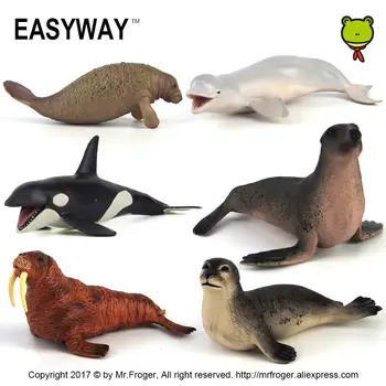 EASYWAY Sea Life Gyvūnų figūrėlių, PVC Plastiko Ryklys Žaislas Vaikams Berniukas Žuvų Kolekcines Figūrėlės Modelis Vėžlys 