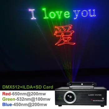 AUCD Naujas 500mW RGB Lazerio Poveikis SD Programa Kortelės ILDA 24CH DMX Kaleidoscope Animacija Projektorius Rodo, DJ Scenos Apšvietimas DA-F500