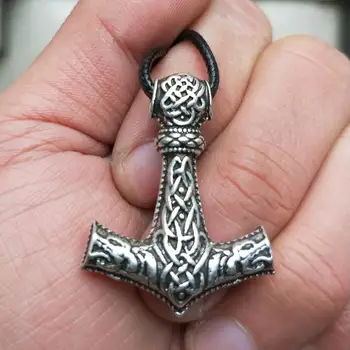 1pc Viking Karoliai Plaktukas iš Thor Viking Pakabukas Celtics Amuletas Pakabukas Mjollnir Viking Papuošalai Talismanas Karoliai vyrams