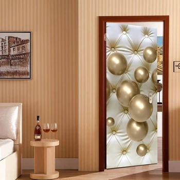 Europos Stiliaus Soft Pack, Golden Ball 3D Kambarį Miegamojo Durų Lipdukas Freskos Vandeniui lipnios Lipdukas, Sienos Tapetai