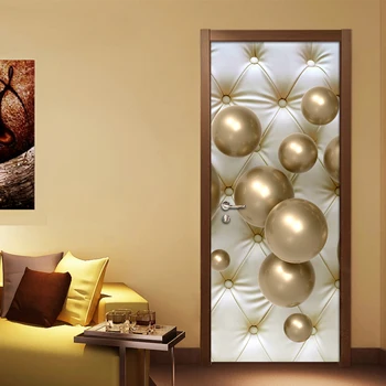 Europos Stiliaus Soft Pack, Golden Ball 3D Kambarį Miegamojo Durų Lipdukas Freskos Vandeniui lipnios Lipdukas, Sienos Tapetai