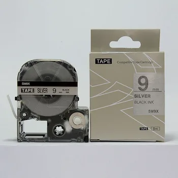 Nemokamas pristatymas 3 vnt./daug juodas matinis sidabro SM9XC 9mm etiketės juostos KINGJIM LC juostos kasetė Tepra Labelworks etikečių spausdintuvas