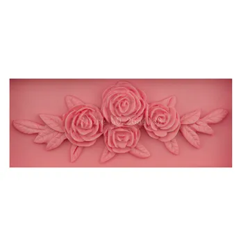 Amatų Gėlių Rose & Lapų Silikono Minkštas Muilas 3D Torto Formą Keksiukų Želė Saldainiai, Šokoladas Apdailos Kepimo Įrankis Formų FQ2804