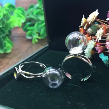20sets/lot 12*3mm kamuolys stiklo gaublys su žiedu išvados, stiklo buteliukas buteliukas žiedas, pakabukas, rankų darbo papuošalai, stiklo burbulas pakabukai