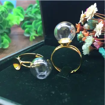 20sets/lot 12*3mm kamuolys stiklo gaublys su žiedu išvados, stiklo buteliukas buteliukas žiedas, pakabukas, rankų darbo papuošalai, stiklo burbulas pakabukai