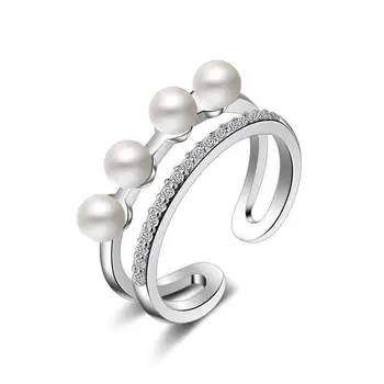 2017 naują atvykimo aukštos kokybės mados crystal pearl 925 sterlingas sidabro ponios'finger žiedai, juvelyriniai dirbiniai didmeninė dovana moterims