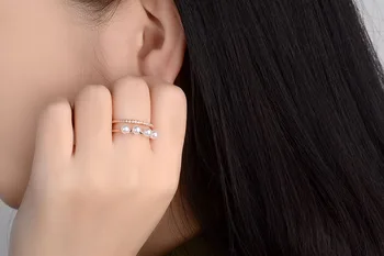 2017 naują atvykimo aukštos kokybės mados crystal pearl 925 sterlingas sidabro ponios'finger žiedai, juvelyriniai dirbiniai didmeninė dovana moterims