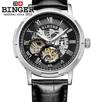 Šveicarija, laikrodžių vyrams prabangos prekės vyrų laikrodžiai BINGER šviesos Automatinis savaiminis vėjo pilna nerūdijančio plieno, atsparus Vandeniui B5036-4